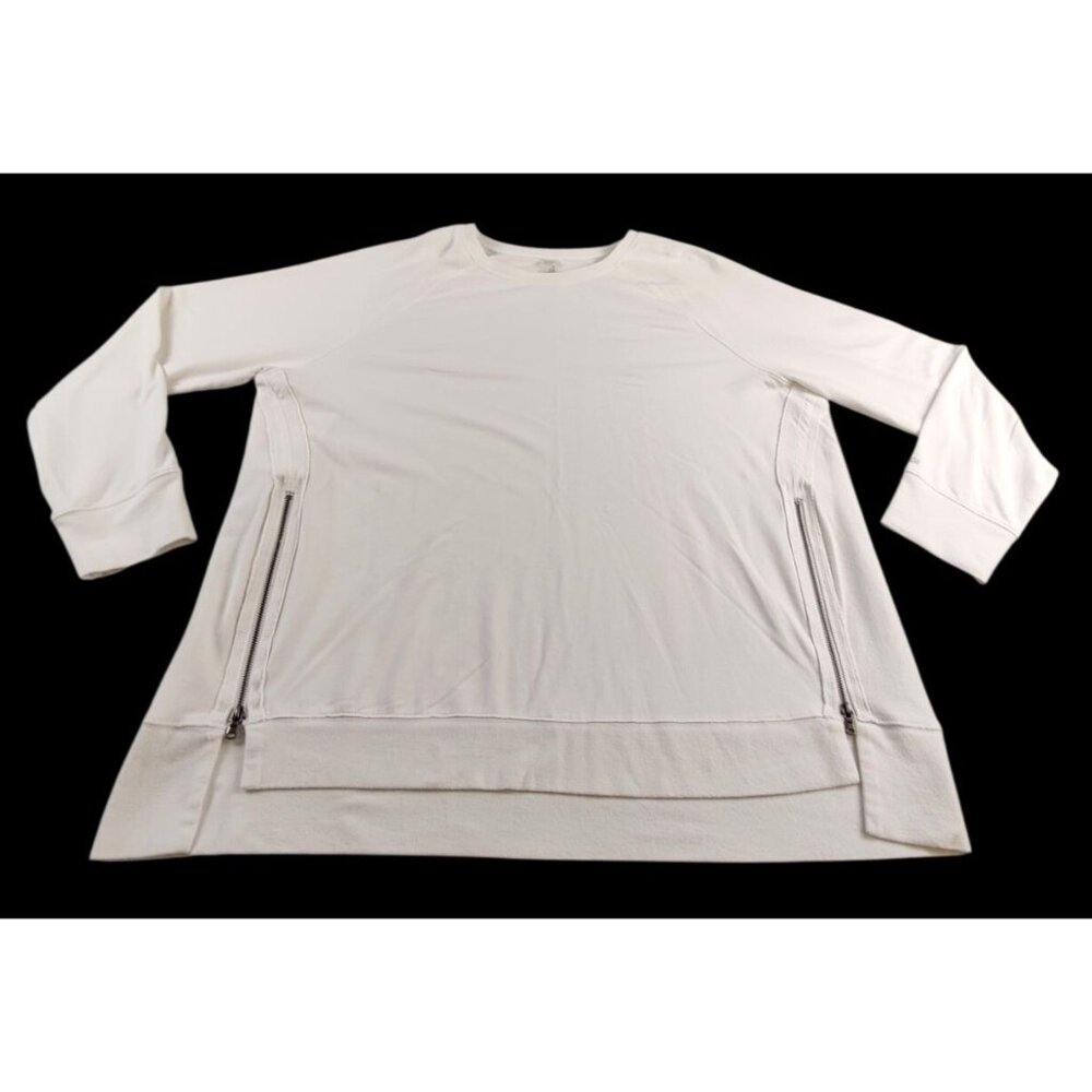 Zuda Women's Oversized White Long Sleeve Sweatshirt Size XLP